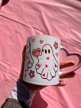 Load image into Gallery viewer, Cute Ghost Valentines heart mug
