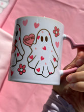 Load image into Gallery viewer, Cute Ghost Valentines heart mug
