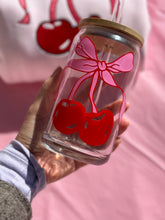 Load image into Gallery viewer, Cherry Bow 🍒Beer Can Glass- Soda Can Glass, Housewarming Gift,Iced Coffee Cup, Mug, Glass Cup
