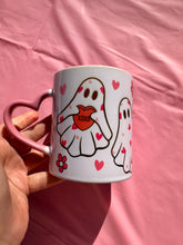 Load image into Gallery viewer, Cute Ghost Valentines heart mug
