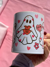 Load image into Gallery viewer, Cute Ghost Valentines heart mug
