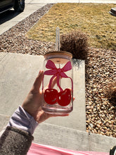 Load image into Gallery viewer, Cherry Bow 🍒Beer Can Glass- Soda Can Glass, Housewarming Gift,Iced Coffee Cup, Mug, Glass Cup
