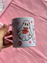 Load image into Gallery viewer, Cute Ghost Valentines heart mug
