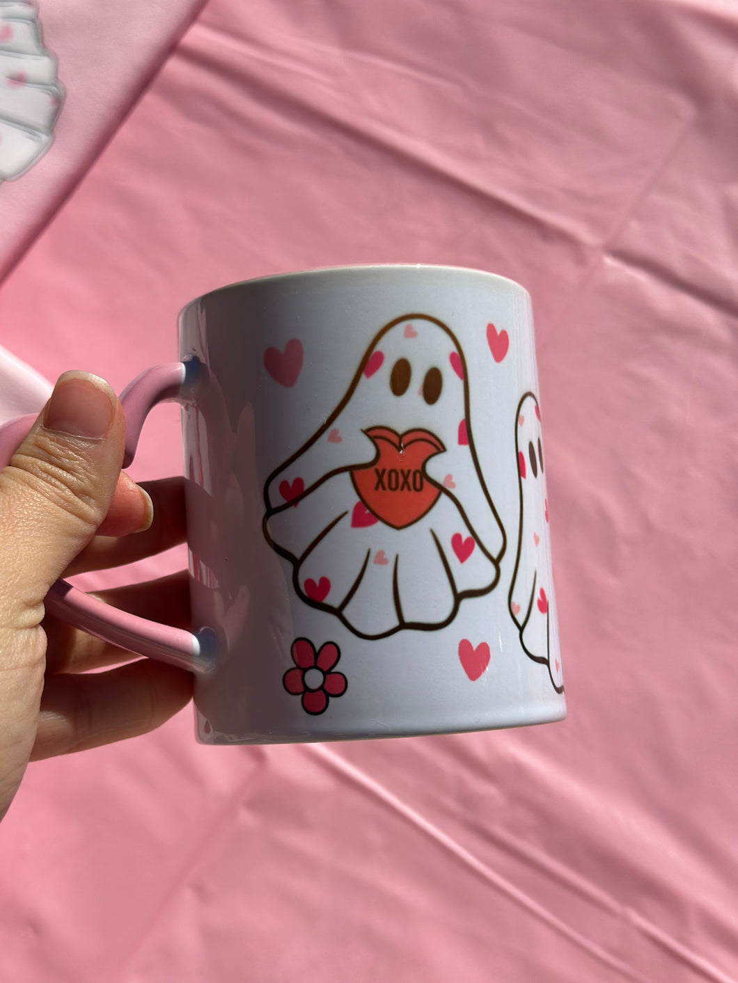 Cute Ghost Valentines heart mug