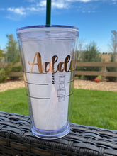 Load image into Gallery viewer, Flower and Butterflies Tumbler | Sun Personalized Tumbler | Gift for her | Tumbler with straw | Starbucks Cup | Summer Starbucks Cup
