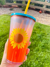 Load image into Gallery viewer, Starbucks Cup,Sunflower Tumbler, gift for her,Teacher Gift, Teacher cup, Coworker gift,Back to school
