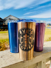 Load image into Gallery viewer, Rose Gold Hot Tumbler| Purple Hot Tumbler| Blue hot tumbler with Personalized Starbucks Logo|Double Wall Tumbler|Gifts for him/her
