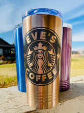 Load image into Gallery viewer, Rose Gold Hot Tumbler| Purple Hot Tumbler| Blue hot tumbler with Personalized Starbucks Logo|Double Wall Tumbler|Gifts for him/her
