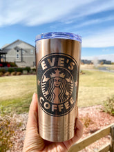 Load image into Gallery viewer, Rose Gold Hot Tumbler| Purple Hot Tumbler| Blue hot tumbler with Personalized Starbucks Logo|Double Wall Tumbler|Gifts for him/her
