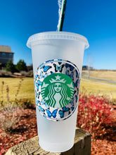 Load image into Gallery viewer, Blue Butterflies Personalized Starbucks Cup, Blue Butterfly, Starbucks tumbler, Mariposa, Starbucks Tumblers, Gifts for her, Gift ideas
