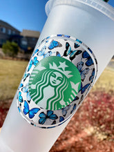 Load image into Gallery viewer, Blue Butterflies Personalized Starbucks Cup, Blue Butterfly, Starbucks tumbler, Mariposa, Starbucks Tumblers, Gifts for her, Gift ideas
