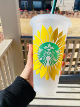 Load image into Gallery viewer, Reusable Sunflower Starbucks Cold Cup, Sunflower Starbucks Cup,birthday gift, coffee lover, thank you gift, tumbler
