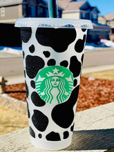 Load image into Gallery viewer, Cow Print Starbucks Cup | Cow Print Reusable Cup | Starbucks Cold Cup Cow Print | Cow Cup | Cow Spot Venti Cold Cup | Animal Print Tumbler
