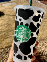 Load image into Gallery viewer, Cow Print Starbucks Cup | Cow Print Reusable Cup | Starbucks Cold Cup Cow Print | Cow Cup | Cow Spot Venti Cold Cup | Animal Print Tumbler
