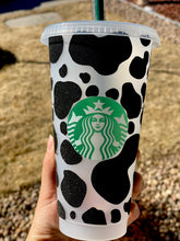 Load image into Gallery viewer, Cow Print Starbucks Cup | Cow Print Reusable Cup | Starbucks Cold Cup Cow Print | Cow Cup | Cow Spot Venti Cold Cup | Animal Print Tumbler
