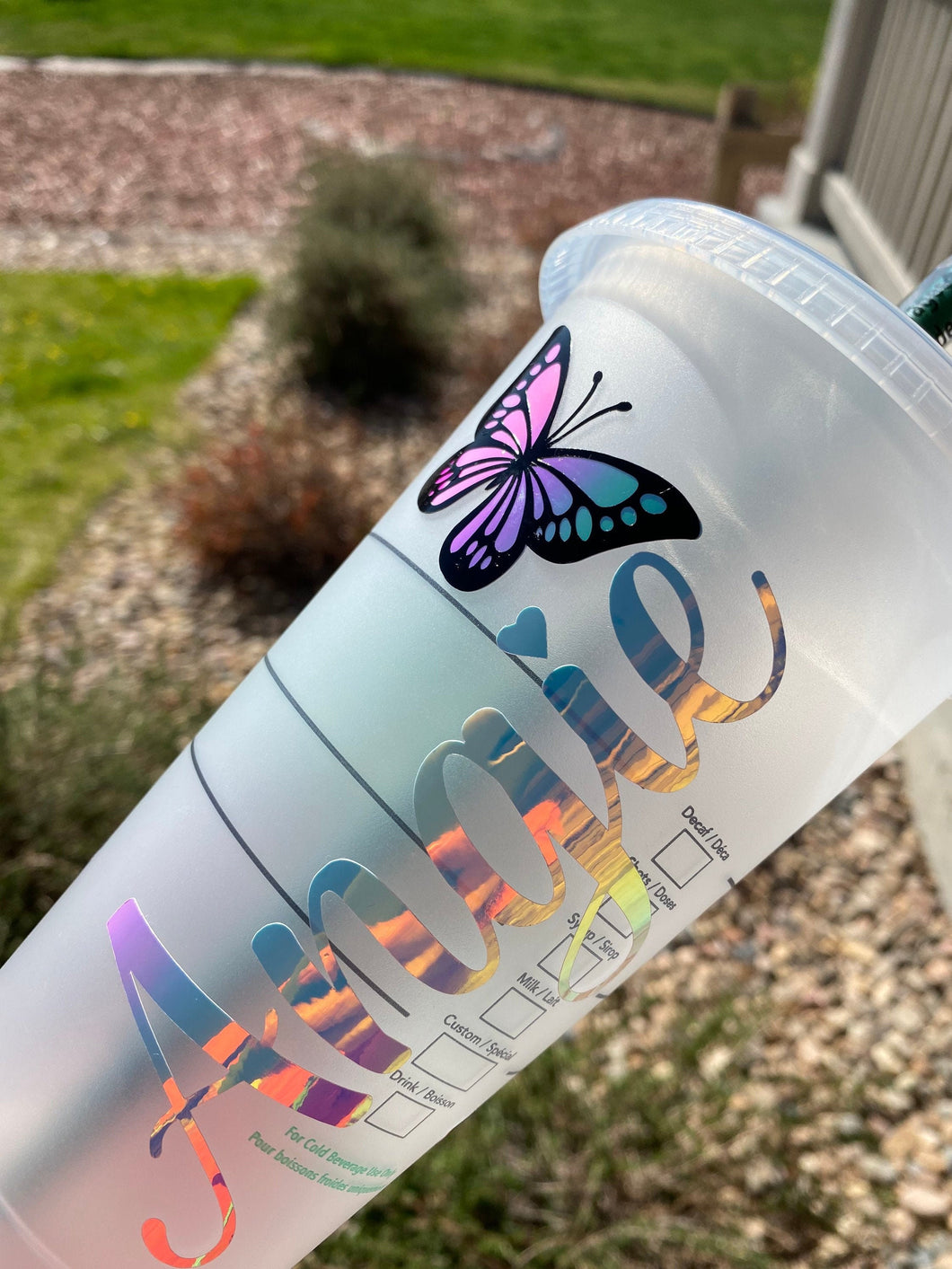 Butterfly Starbucks Cup, Custom Butterfly Cup, Starbucks Tumbler, Reusable Starbucks Cup, Holographic Butterflies, Personalized Cup,Gifts