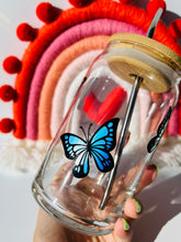 Load image into Gallery viewer, Butterfly Can Glass- Soda Can Glass, Housewarming Gift,Iced Coffee Cup, Mug, Glass Cup
