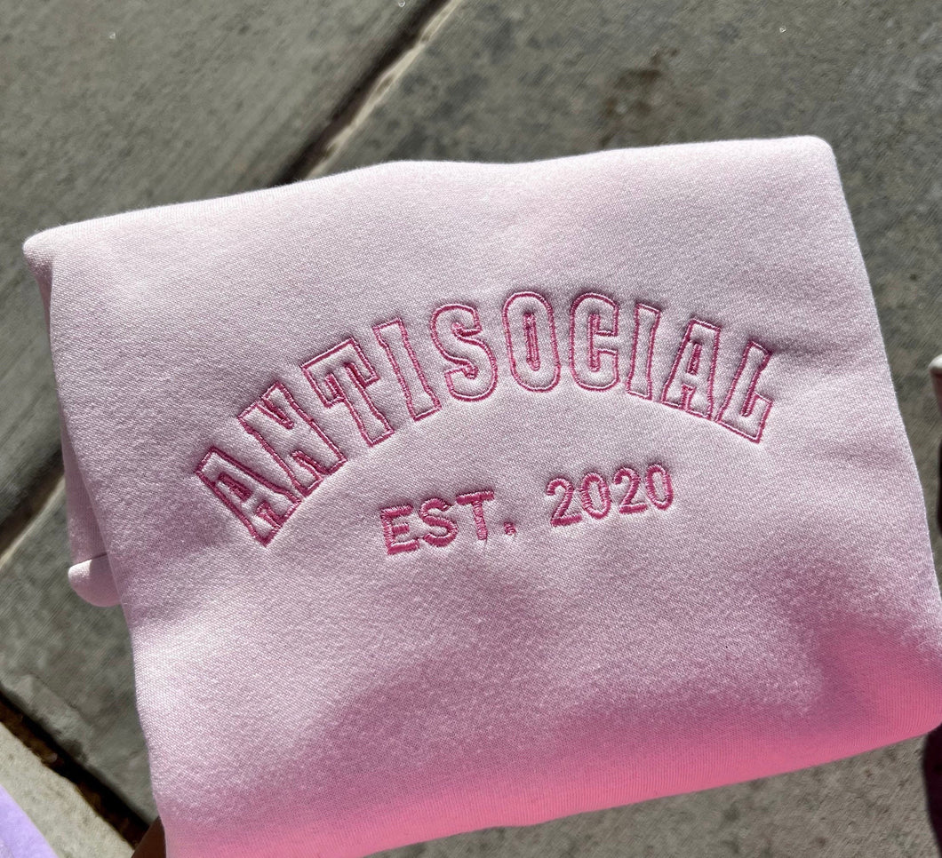 Antisocial Embroidered Sweatshirts