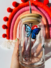 Load image into Gallery viewer, Butterfly Can Glass- Soda Can Glass, Housewarming Gift,Iced Coffee Cup, Mug, Glass Cup
