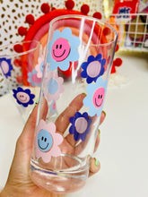 Load image into Gallery viewer, Happy Face Glass | Aesthetic Coffee Glass | Iced Coffee Glass | Smile Face Coffee Cup |Smile Iced Coffee Glass | Gift for Her
