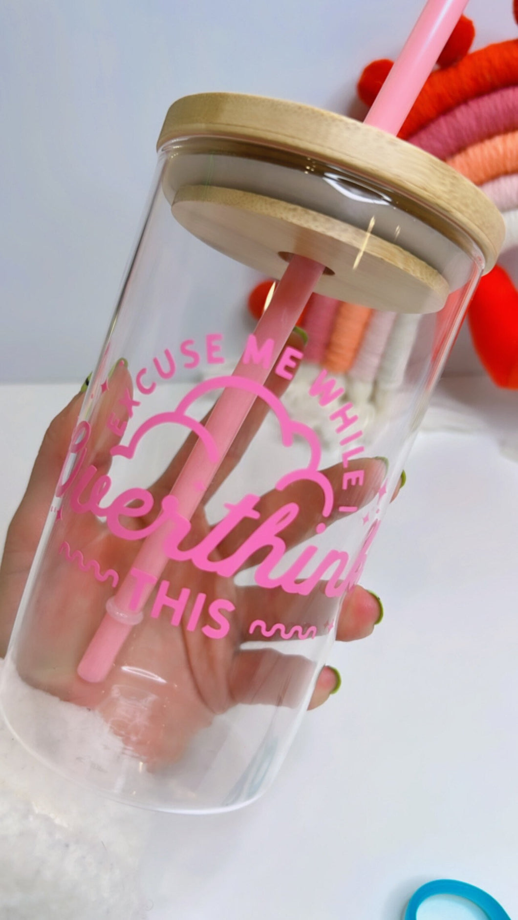 20oz  Tall Tumbler Glass|Excuse me while I overthink this| Gifts