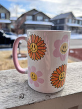 Load image into Gallery viewer, Flower Happy Face Mug 15oz| Cute Spring Mug
