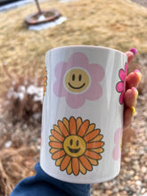 Load image into Gallery viewer, Flower Happy Face Mug 15oz| Cute Spring Mug
