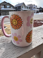 Load image into Gallery viewer, Flower Happy Face Mug 15oz| Cute Spring Mug
