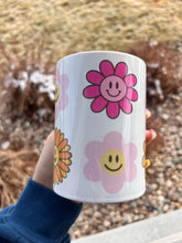 Load image into Gallery viewer, Flower Happy Face Mug 15oz| Cute Spring Mug
