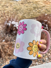 Load image into Gallery viewer, Flower Happy Face Mug 15oz| Cute Spring Mug
