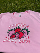 Load image into Gallery viewer, Strawberry Embroidered T-Shirt, Bad Bunny Merch, Feeling Berry Good Shirt
