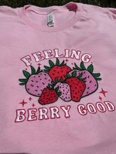 Load image into Gallery viewer, Strawberry Embroidered T-Shirt, Bad Bunny Merch, Feeling Berry Good Shirt
