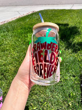 Load image into Gallery viewer, Strawberry Fields Forever Beer Can Glass- Soda Can Glass, Housewarming Gift,Iced Coffee Cup, Mug, Glass Cup
