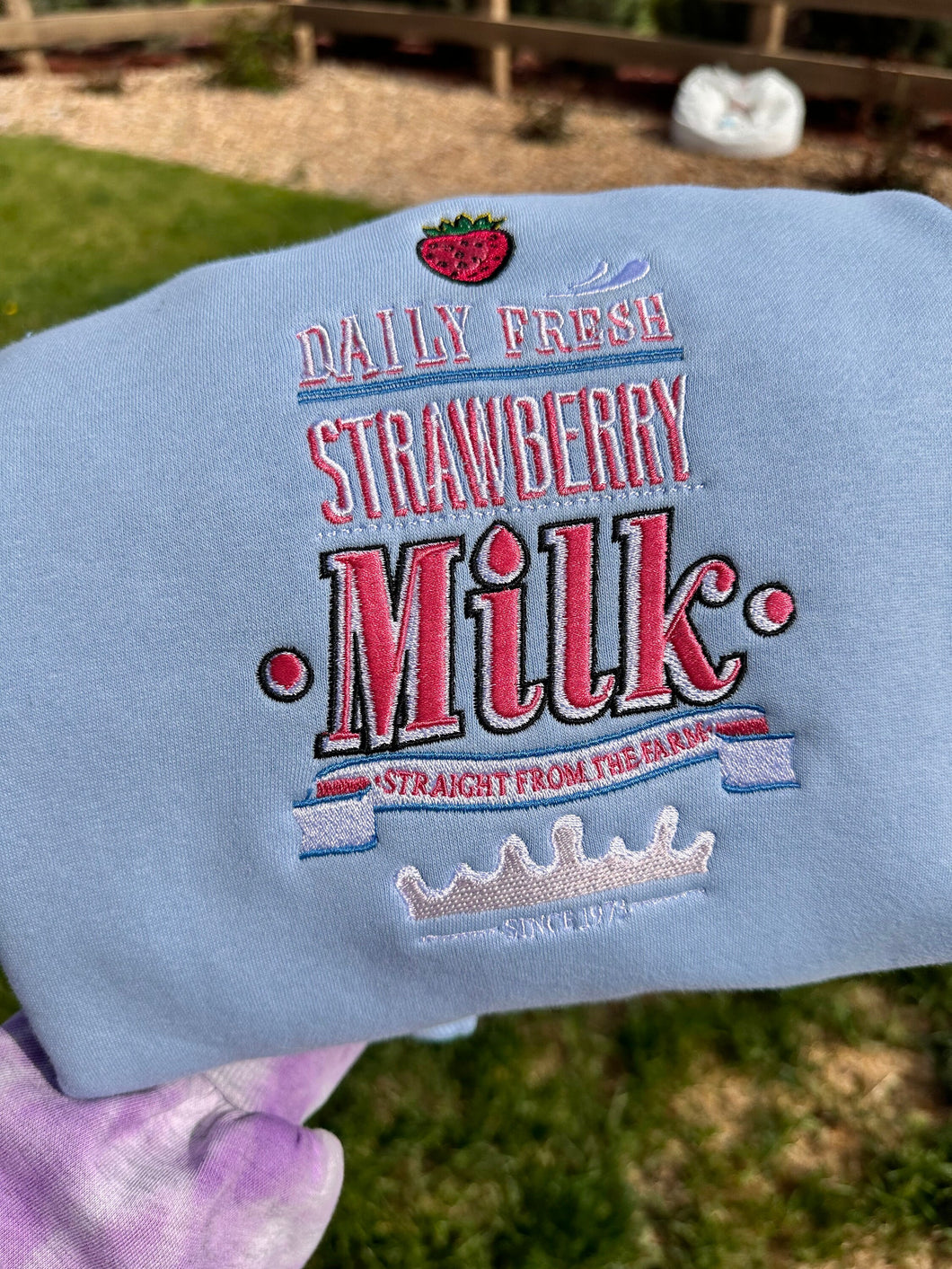 Strawberry Milk Embroidered sweatshirts