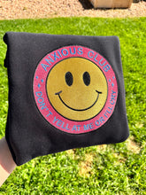 Load image into Gallery viewer, Anxious Club Don’t yell at me or I’ll cry happy face sweatshirt
