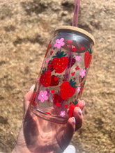 Load image into Gallery viewer, Strawberry Beer Can Glass- Soda Can Glass, Housewarming Gift,Iced Coffee Cup, Mug, Glass Cup
