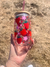 Load image into Gallery viewer, Strawberry Beer Can Glass- Soda Can Glass, Housewarming Gift,Iced Coffee Cup, Mug, Glass Cup
