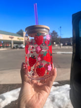 Load image into Gallery viewer, Strawberry Beer Can Glass- Soda Can Glass, Housewarming Gift,Iced Coffee Cup, Mug, Glass Cup
