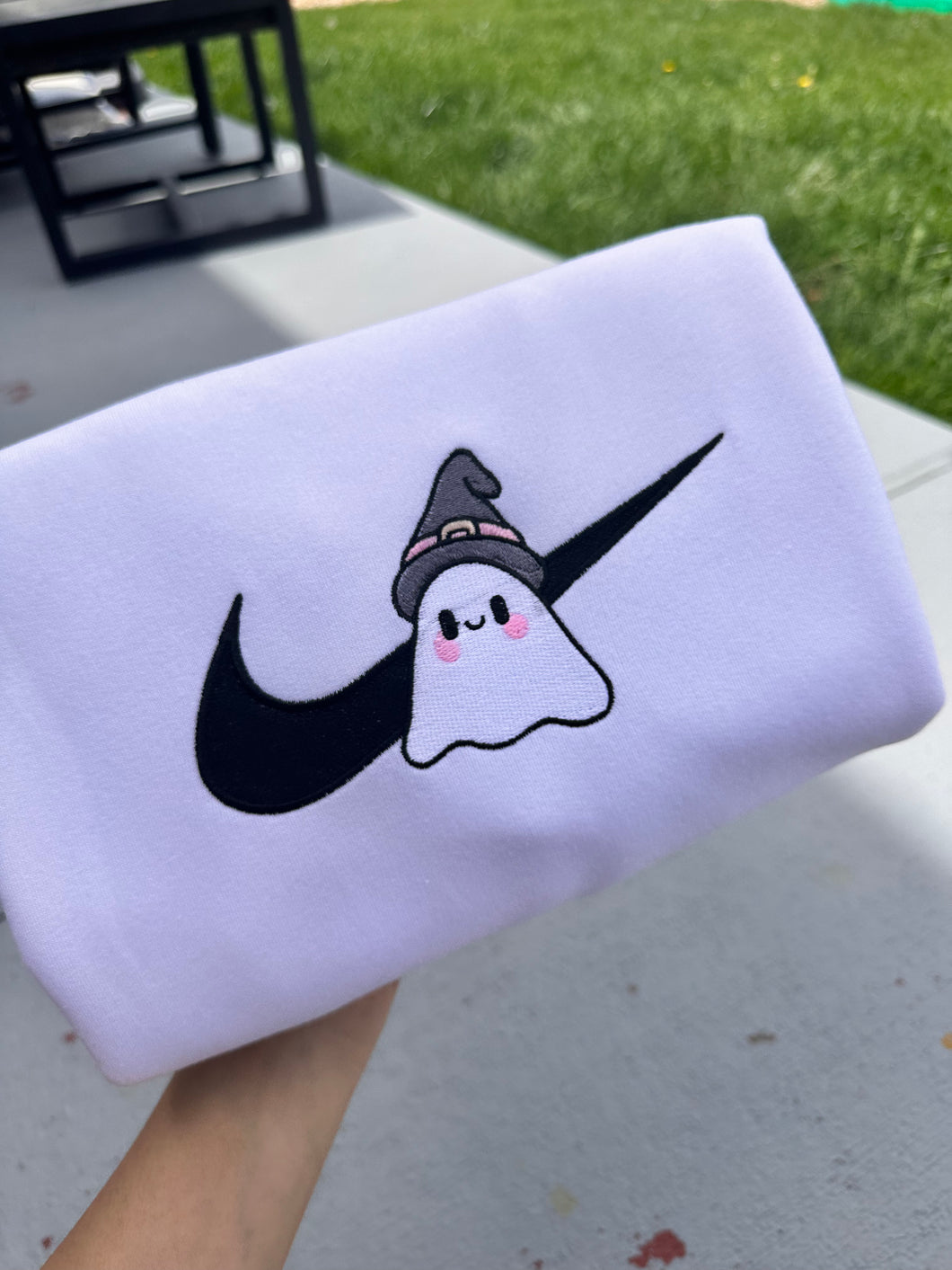 Cute Ghost Witch Halloween Sweatshirts| Embroidered Sweatshirts