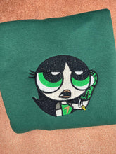 Load image into Gallery viewer, Green Girl Embroidered Sweatshirt | Cute Embroidered Sweatshirts
