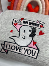 Load image into Gallery viewer, Boo Embroidered Sweatshirt |  Boo Valentines Embroidered Sweatshirts
