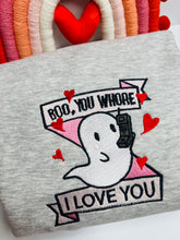 Load image into Gallery viewer, Boo Embroidered Sweatshirt |  Boo Valentines Embroidered Sweatshirts
